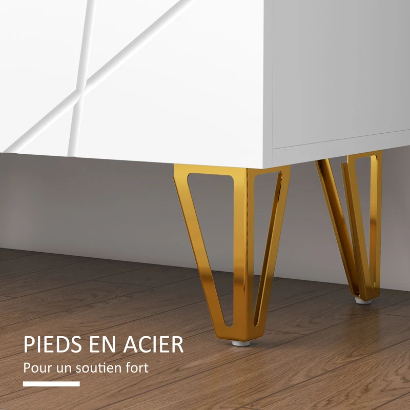 Meuble à chaussures 2 portes 72 x 31,5 x 95 cm étagères réglables 20 paires design en bois d'ingénierie blanc laqué 21_0002708