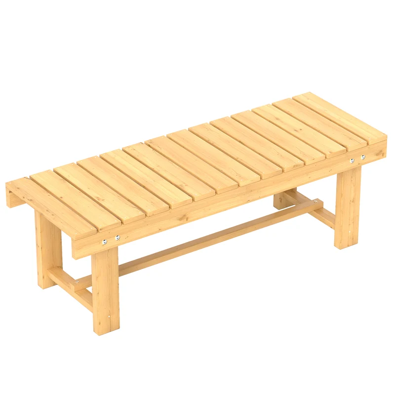 Banc de jardin 2 places assise à lattes 110 x 38 x 35 cm confort durable montage facile style rustique en bois naturel 21_0004625