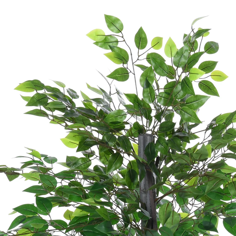 Arbre artificiel ficus d'intérieur 145 x 15 x 15 cm feuillage dense sans entretien style contemporain en plastique vert 21_0003951