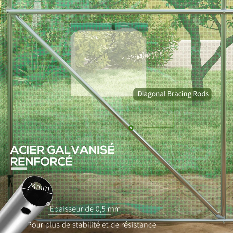 Serre tunnel de jardin 298 x 200 x 197 cm arrosage intégré 6 fenêtres moustiquaire design pratique en polyéthylène vert 21_0004359