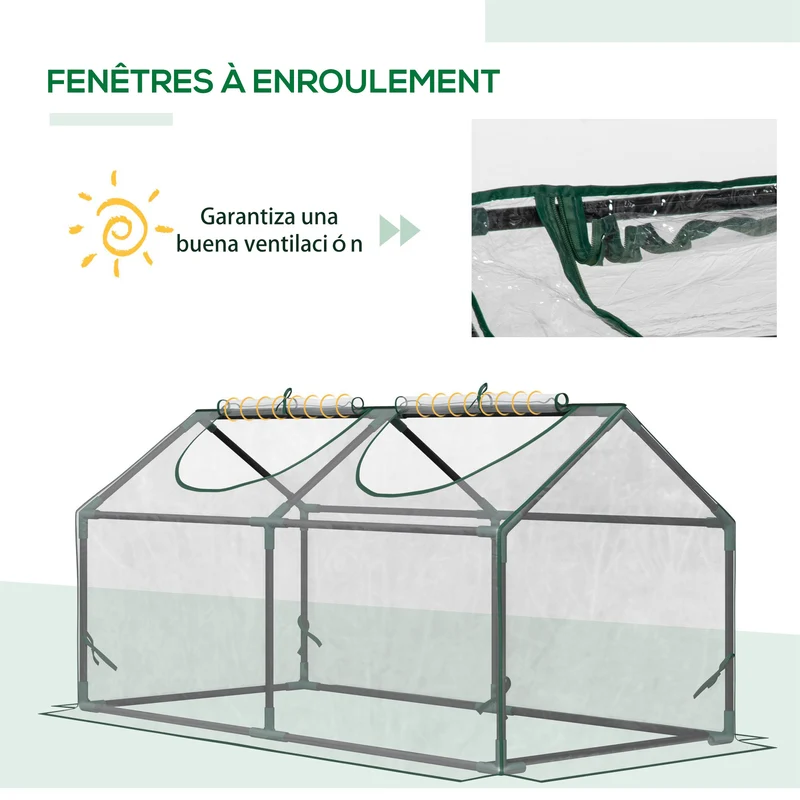 Serre de jardin mini 120 x 60 x 60 cm protection contre le vent et la pluie stabilité solide moderne en PVC transparent 21_0004155