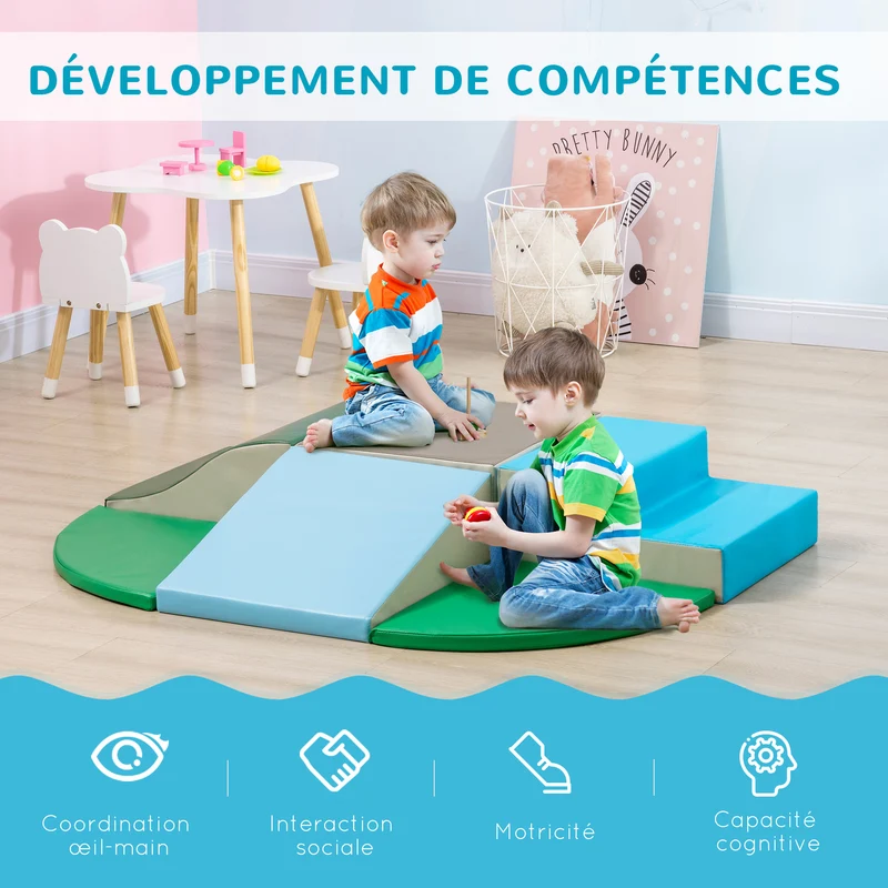 Parcours motricité bébé modulable aire de jeu 150 x 100 x 24 cm stimule coordination motricité contemporain en epe vert 21_0000726