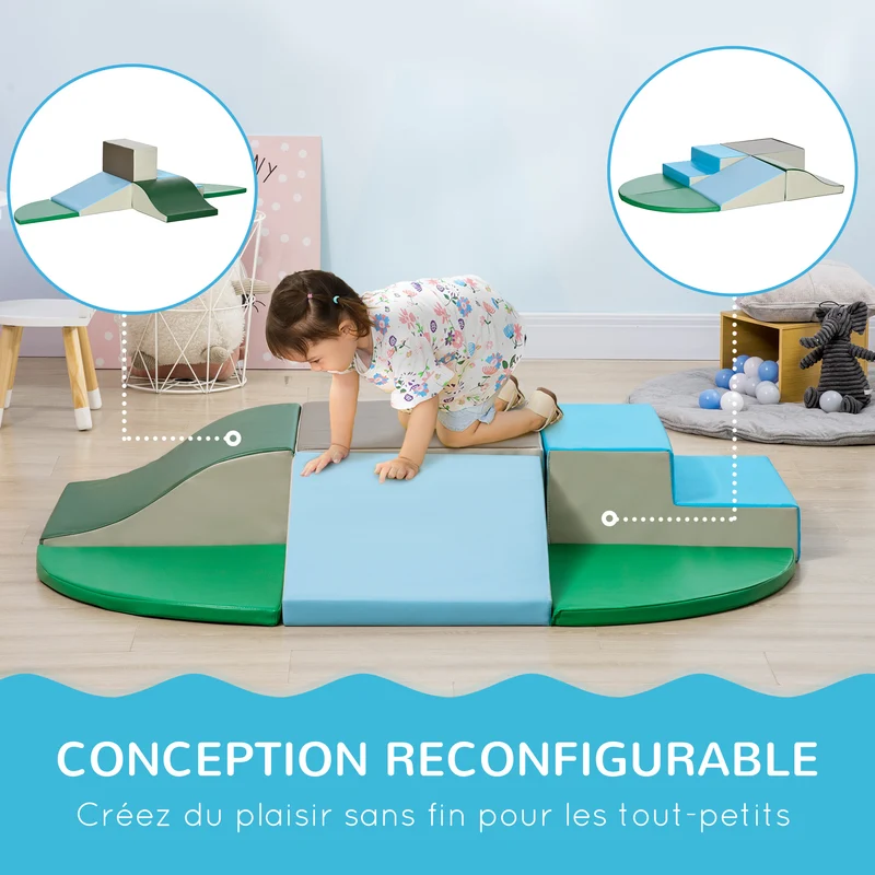 Parcours motricité bébé modulable aire de jeu 150 x 100 x 24 cm stimule coordination motricité contemporain en epe vert 21_0000726