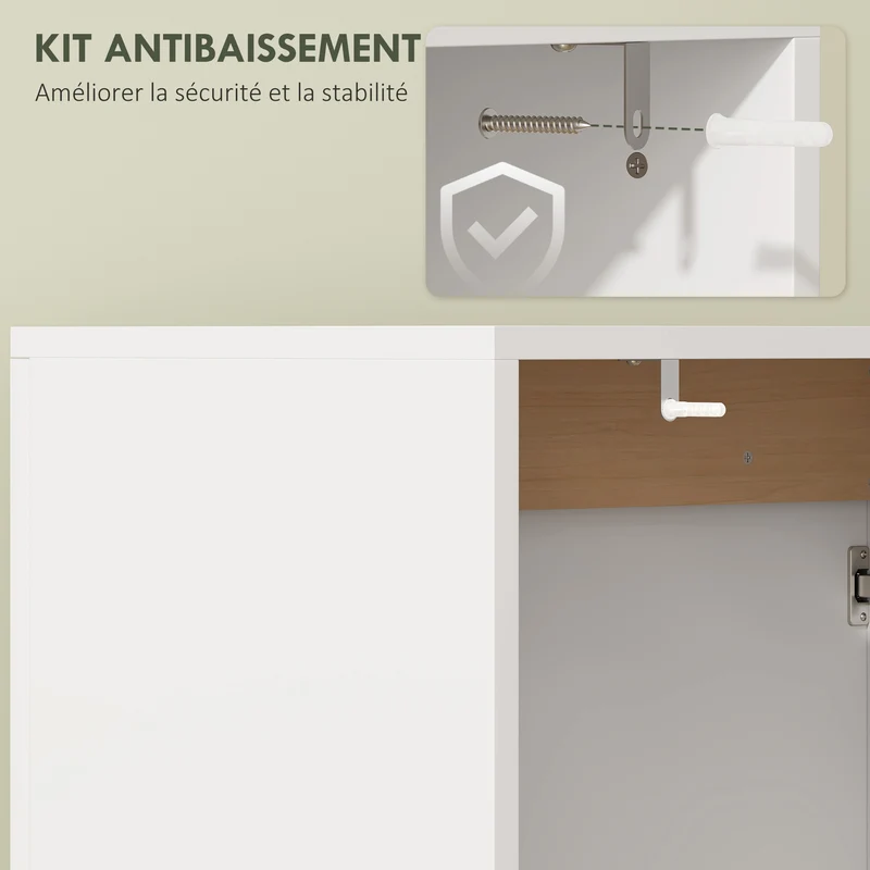 Meuble sous lavabo salle de bain 60 x 35 x 57,9 cm rangement silencieux portes à fermeture douce moderne en MDF blanc 21_0002125