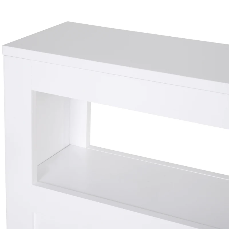 Meuble de rangement salle de bain sur roulettes 16 x 52 x 71.5 cm gain de place 2 tiroirs style épuré cosy en MDF blanc 21_0001853