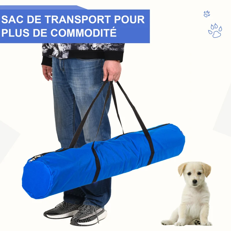 Kit d'agilité pour chiens parcours d'entraînement 95 x 15 x 50 cm montage rapide transportable tendance en acier bleu 21_0007510
