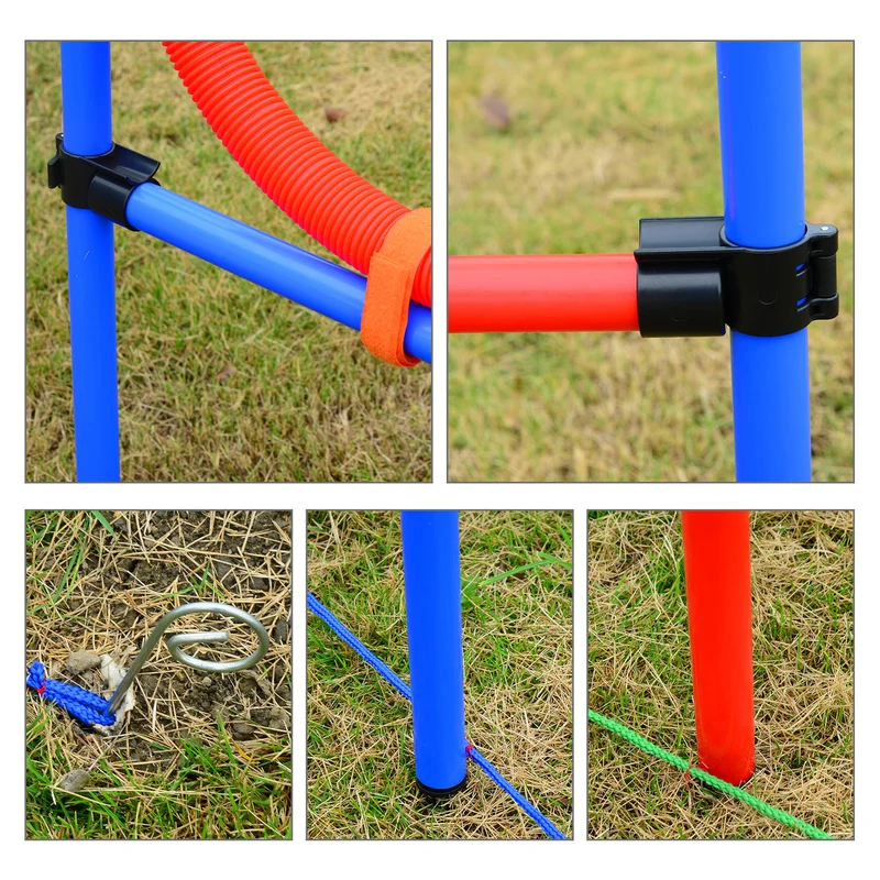 Kit d'agilité pour chiens parcours d'entraînement 95 x 15 x 50 cm montage rapide transportable tendance en acier bleu 21_0007510