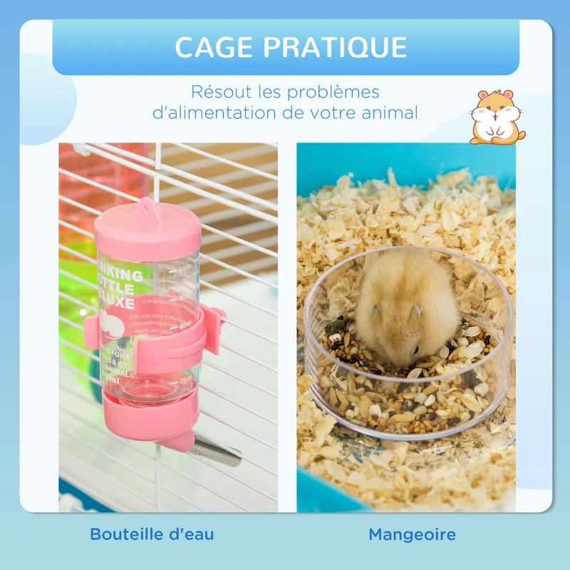 Cage pour hamsters habitat intérieur 59 x 36 x 69 cm 5 niveaux plateaux amovibles scandinave contemporain en acier bleu 21_0007928