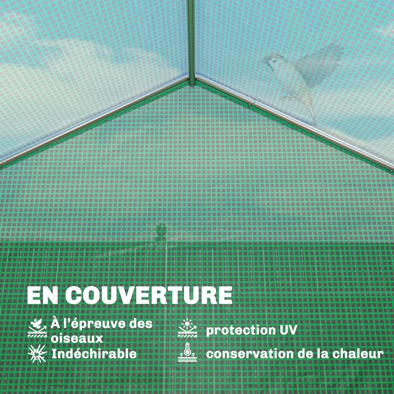 Serre tunnel de jardin 198 x 293 x 194 cm porte enroulable avec étagères solides style moderne en acier galvanisé vert 21_0005628