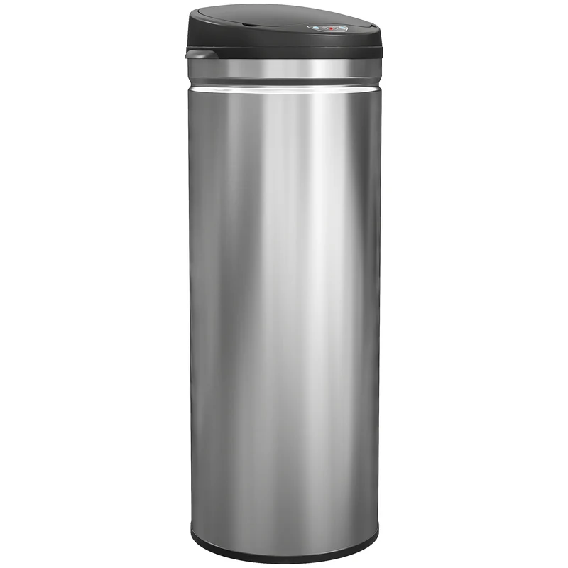 Poubelle de cuisine automatique 50 l 30,5 x 30,5 x 85 cm capteur fermeture douce moderne épuré en acier inoxydable argent 21_0005927
