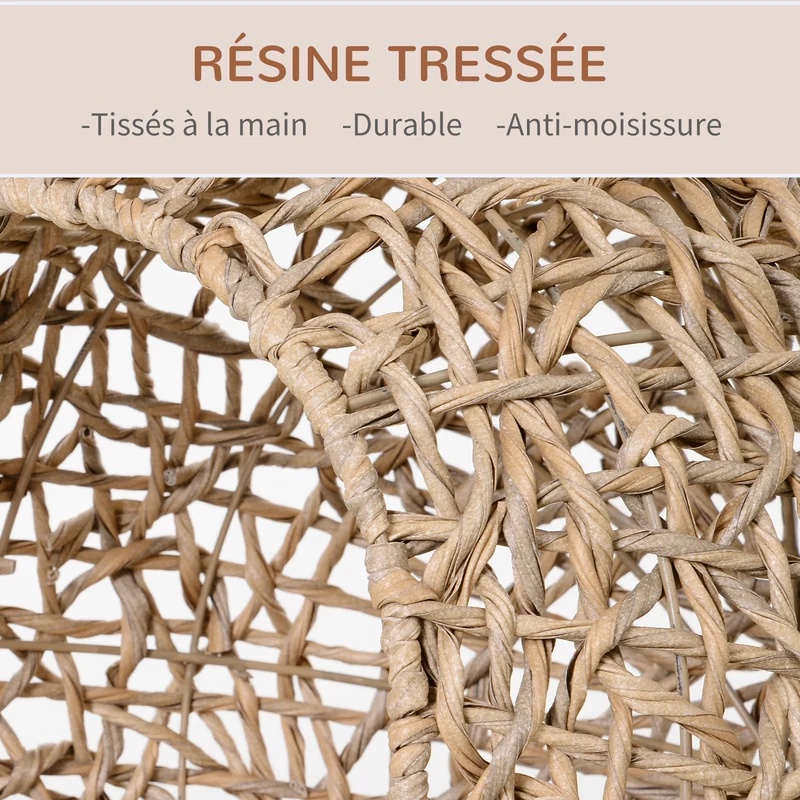 Panier pour chat boule sur trépied 52 x 52 x 58 cm coussin moelleux stable salon design cosy en résine tressée beige 21_0007632
