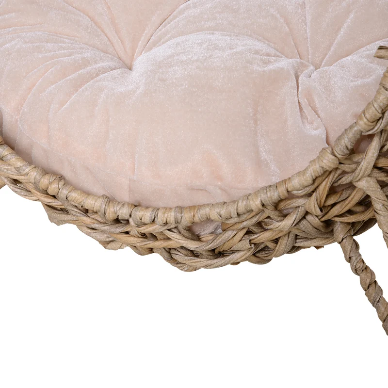 Panier pour chat boule sur trépied 52 x 52 x 58 cm coussin moelleux stable salon design cosy en résine tressée beige 21_0007632