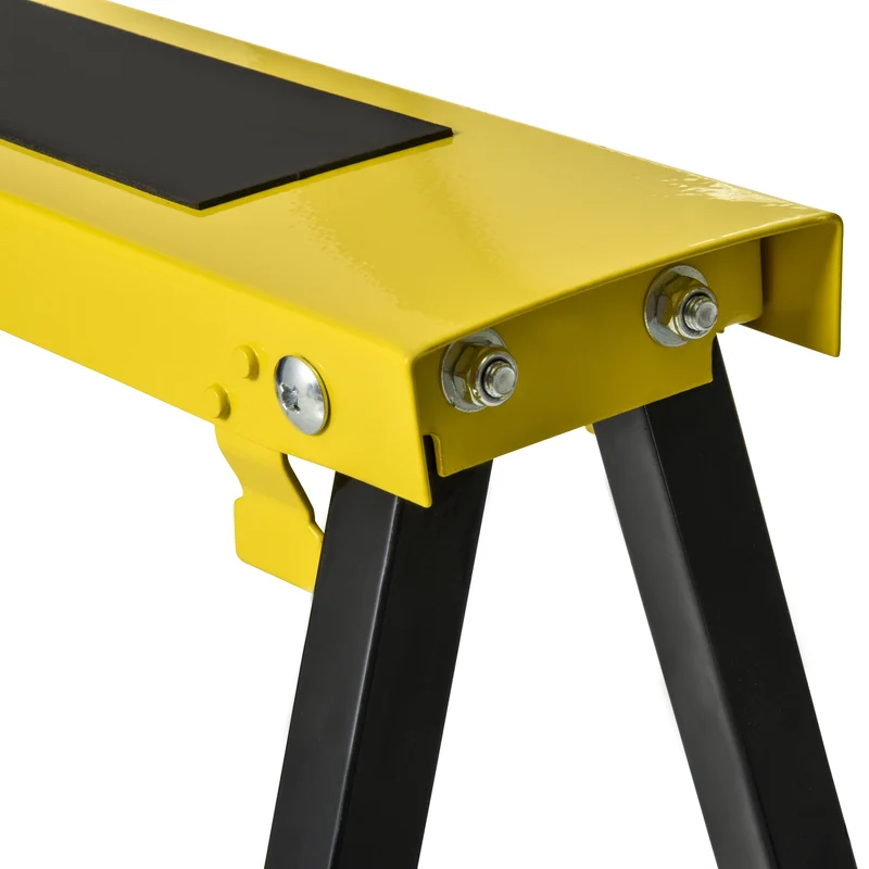 Lot de 2 tréteaux pliables télescopiques bricolage réglables 100 x 60 x 62-90 cm antidérapants industriel en métal noir 21_0007082