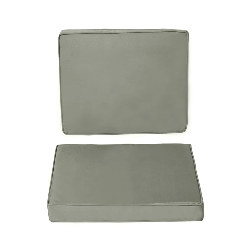 Lot de 2 coussins fauteuil assise dossier 56 x 52 x 7/56 x 46 x 7 cm garnissage 7cm zippés épuré en polyester gris foncé 21_0004661