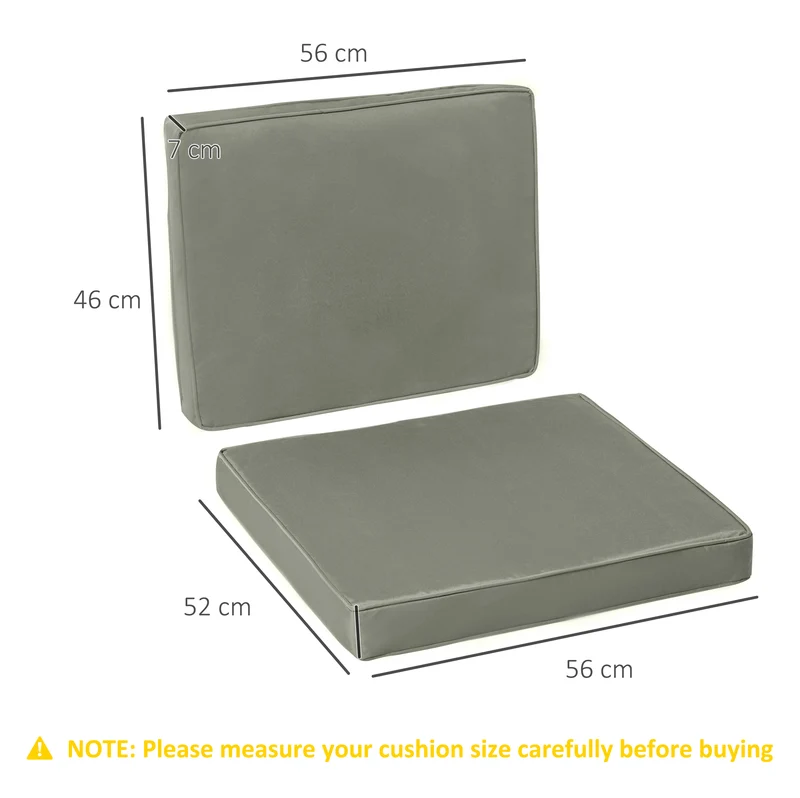Lot de 2 coussins fauteuil assise dossier 56 x 52 x 7/56 x 46 x 7 cm garnissage 7cm zippés épuré en polyester gris foncé 21_0004661