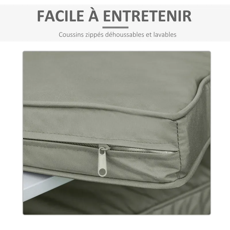 Lot de 2 coussins fauteuil assise dossier 56 x 52 x 7/56 x 46 x 7 cm garnissage 7cm zippés épuré en polyester gris foncé 21_0004661