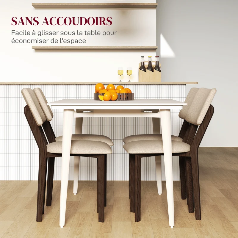 Lot de 2 chaises salle à manger 49 x 56 x 85 cm assise rembourrée barre en x moderne scandinave en polyester beige 21_0003260