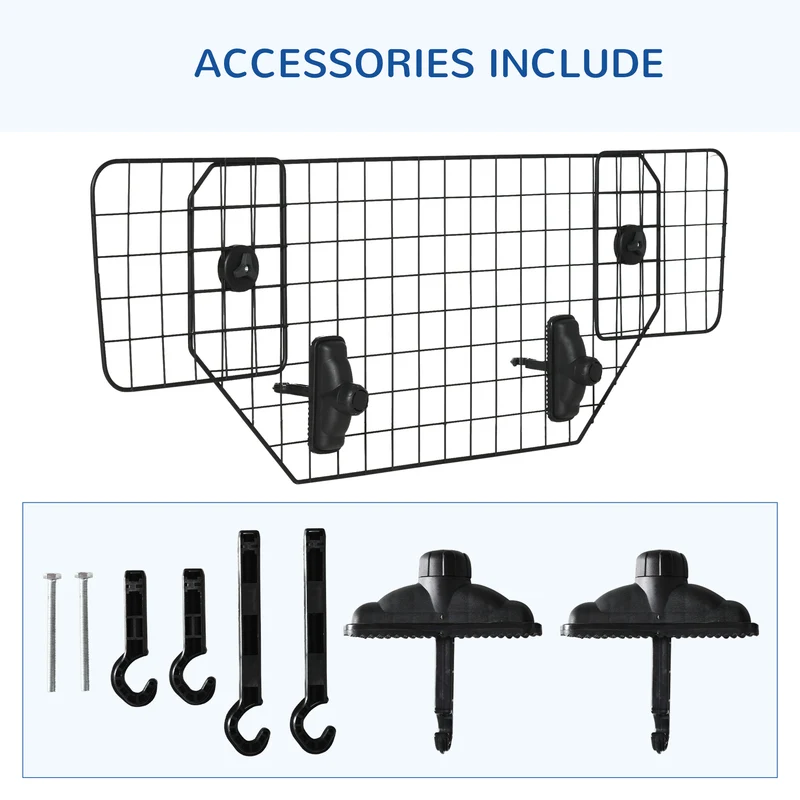 Grille de protection compacte pour chien largeur réglable 90-120 x 40,5 cm pour coffre moderne épuré en métal noir 21_0007223