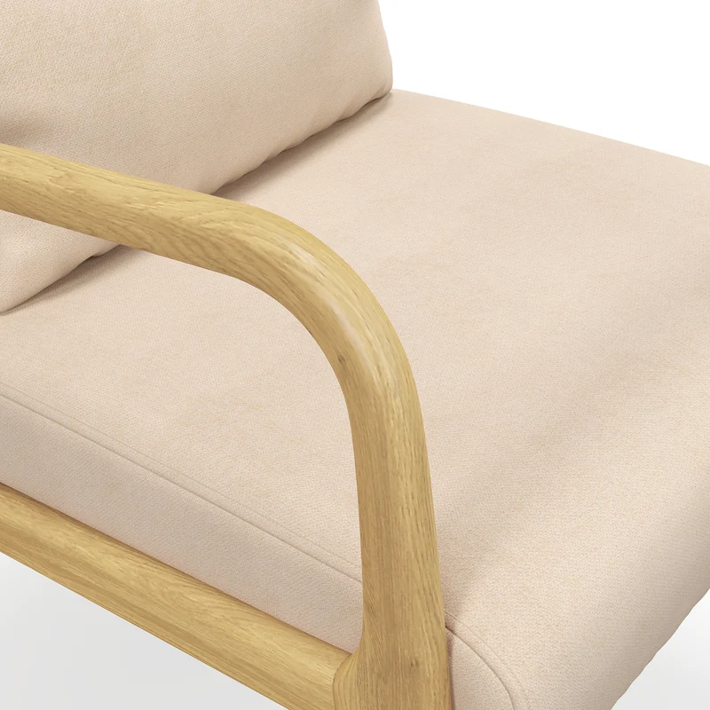 Fauteuil relax assise profonde 61 x 78 x 76 cm dossier incliné accoudoirs cocooning contemporain en polyester beige 21_0003090
