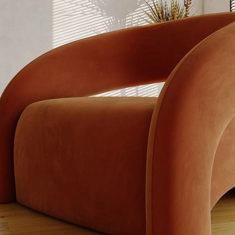Modern Luxury Curved Square Leather Sherpa Fabric Wood Accent Chair Backrest Arm For Living Room