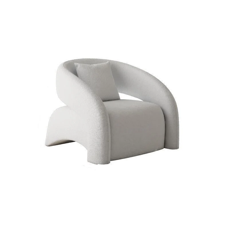 Modern Luxury Curved Square Leather Sherpa Fabric Wood Accent Chair Backrest Arm For Living Room