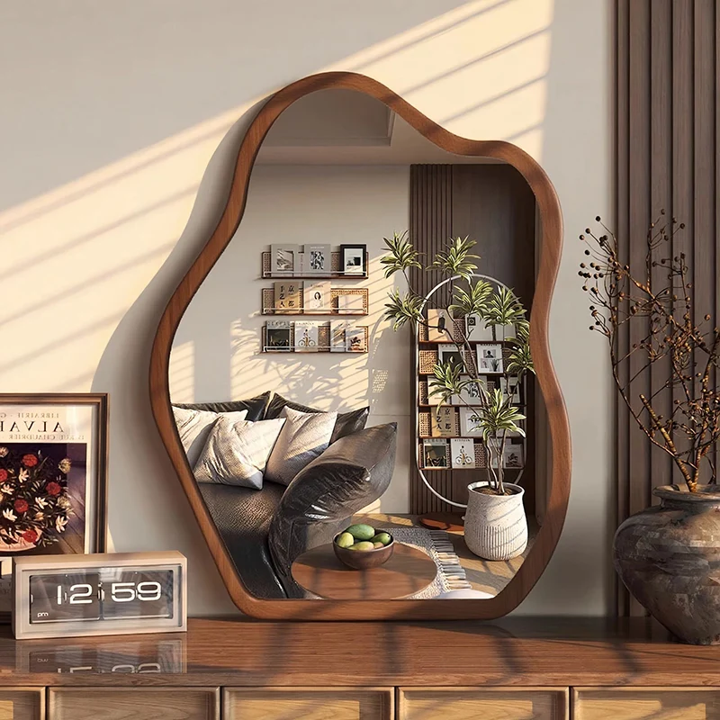 Traditional Vintage Wavy Float Glass Medium-Density Fiberboard Wall Mirror For Bedroom & Living Room