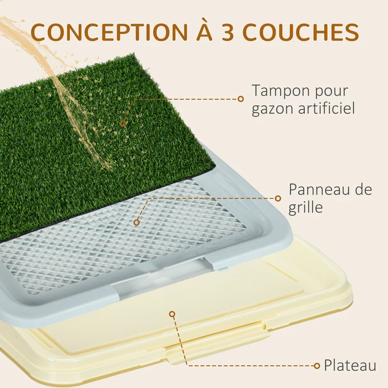 Toilette pour chien litière portable 63 x 48,5 cm nettoyage facile antidérapant éducative épuré contemporain en PP vert 21_0007522