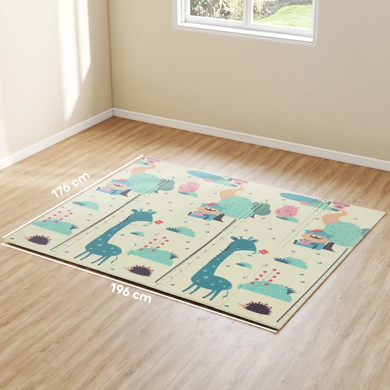 Tapis de jeu pour bébé 196 x 176 x 1,5 cm antidérapant imperméable idéal salon chambre design scandinave en mousse gris 21_0000751