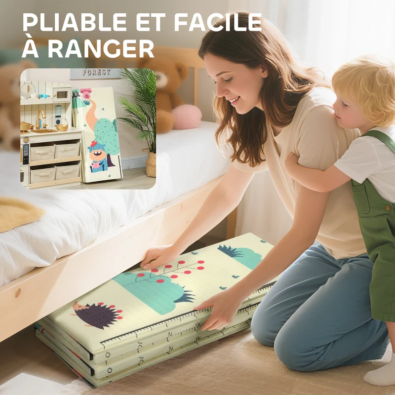 Tapis de jeu pour bébé 196 x 176 x 1,5 cm antidérapant imperméable idéal salon chambre design scandinave en mousse gris 21_0000751
