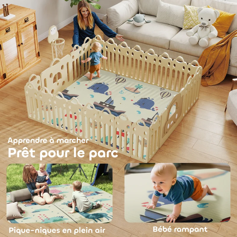 Tapis de jeu pour bébé 196 x 176 x 1,5 cm antidérapant imperméable idéal salon chambre design scandinave en mousse gris 21_0000751