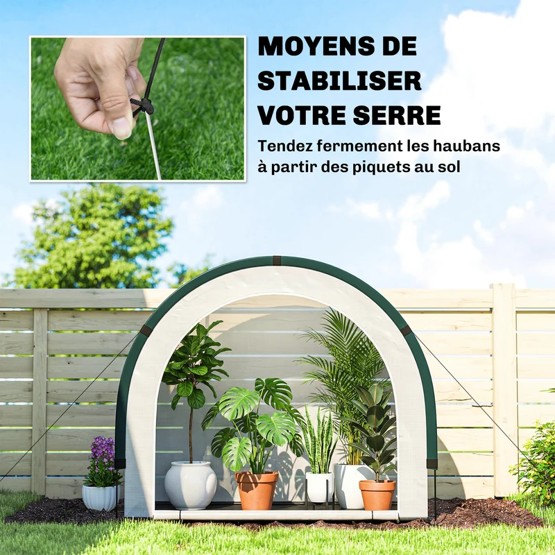 Serre de jardin tunnel pliable pour balcon 200 x 80 x 164 cm protection uv porte zippée style moderne épuré en pe vert 21_0005648