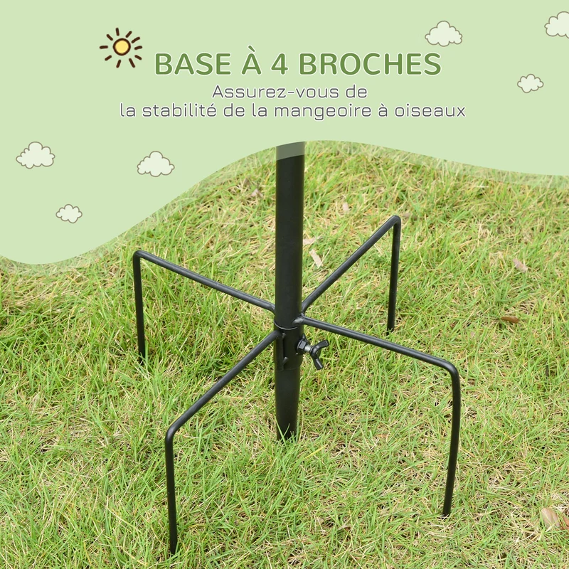 Poteau nourrisseur pour oiseaux 54.5 x 54.5 x 208 cm 3 mangeoires nettoyage facile stable jardin moderne en acier noir 21_0007602