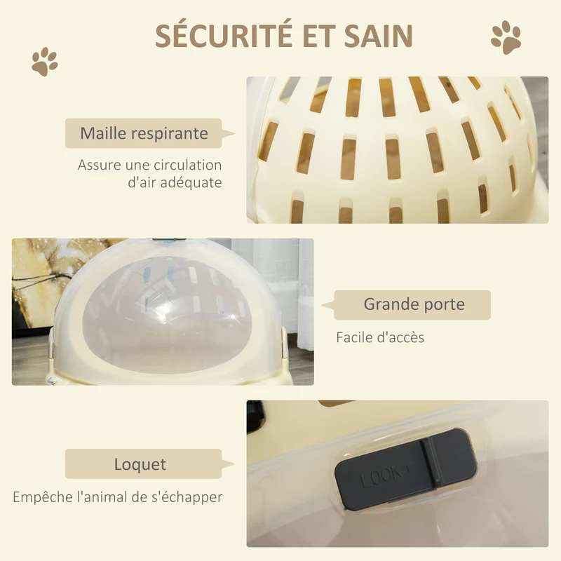 Maison de transport pour chat forme niche 41 x 41 x 35,2 cm lavable nettoyage facile moderne épuré salon en PP beige 21_0007670