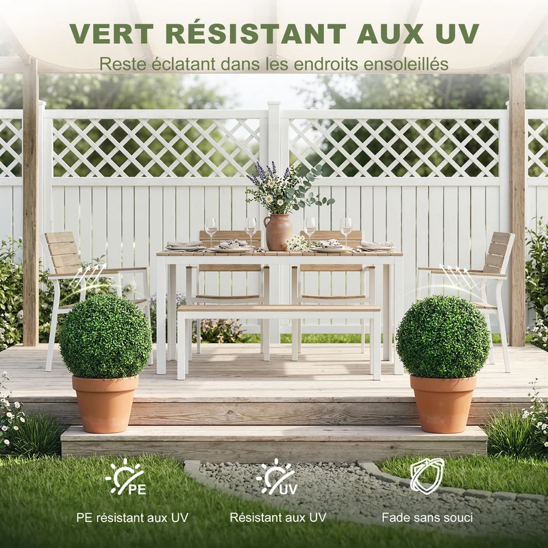Lot de 2 boules de buis artificielles entrée 42 x 42 x 42 cm résistantes uv sans entretien moderne en polyéthylène vert 21_0003723