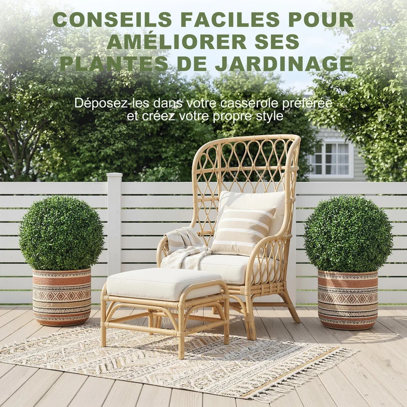 Lot de 2 boules de buis artificielles entrée 42 x 42 x 42 cm résistantes uv sans entretien moderne en polyéthylène vert 21_0003723