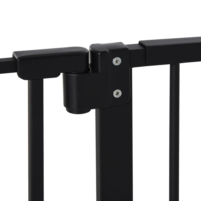 Lot de 2 barrières de sécurité porte ajustable 74-80 x 76,2 x 2 cm double verrouillage sans perçage design en acier noir 21_0007504