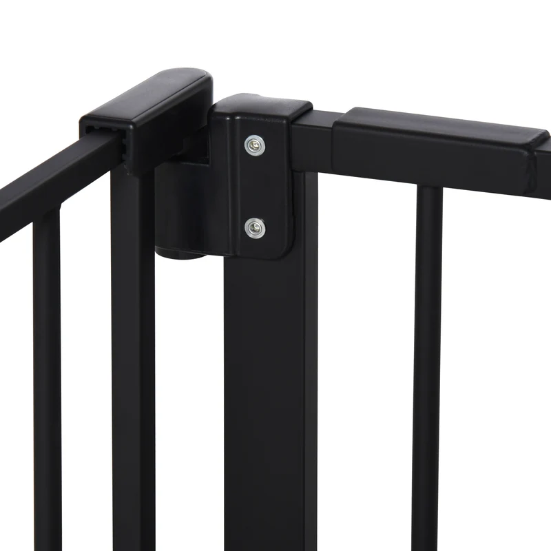 Lot de 2 barrières de sécurité porte ajustable 74-80 x 76,2 x 2 cm double verrouillage sans perçage design en acier noir 21_0007504