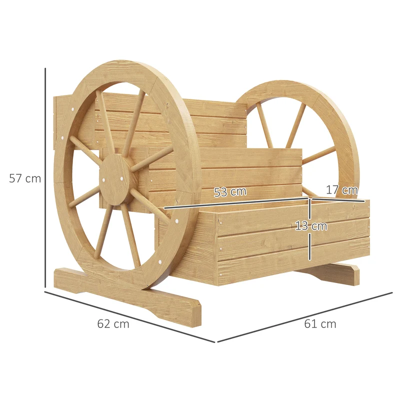 Jardinière sur pieds triple niveau potager 62 x 61 x 57 cm hauteur pratique avec roues rustique vintage en bois naturel 21_0005419