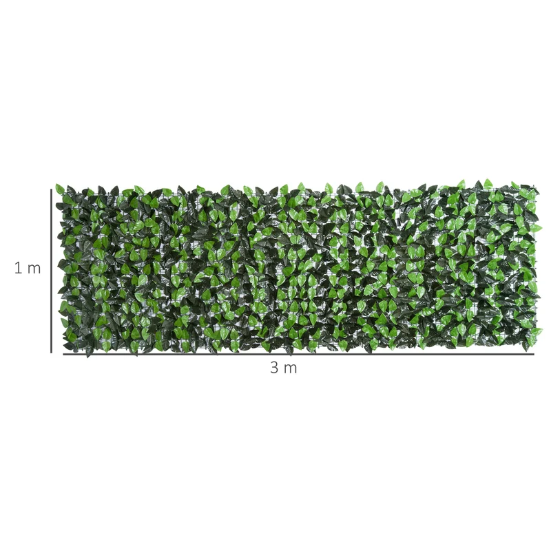 Haie artificielle brise-vue treillis balcons terrasse 300 x 100 cm intimité style contemporain en polyéthylène vert 21_0004015