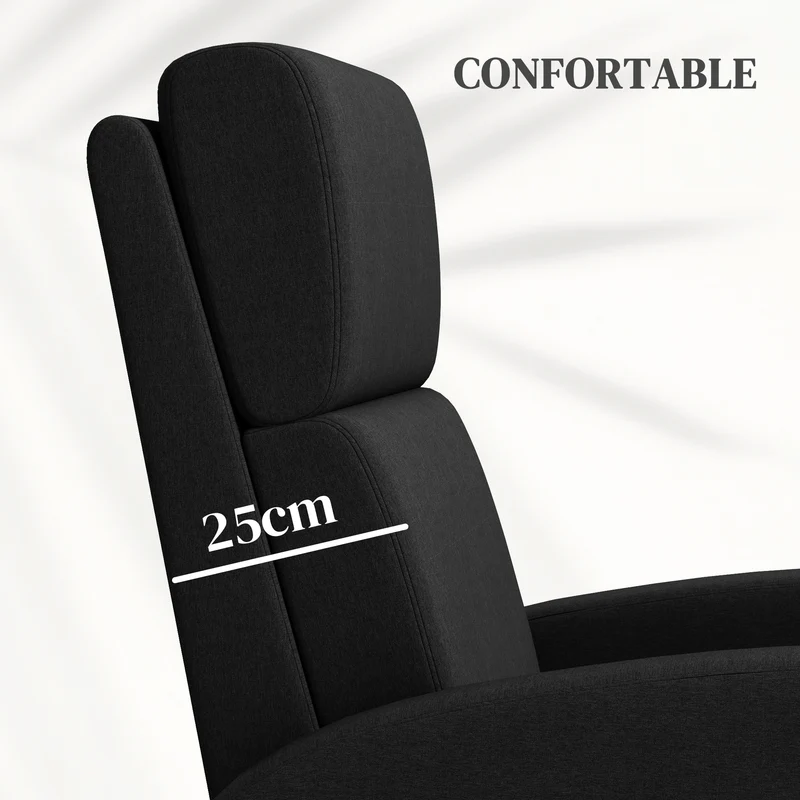 Fauteuil inclinable salon 64 x 86 x 102 cm repose-pieds intégré dossier réglable 160° moderne épuré en polyester noir 21_0003129