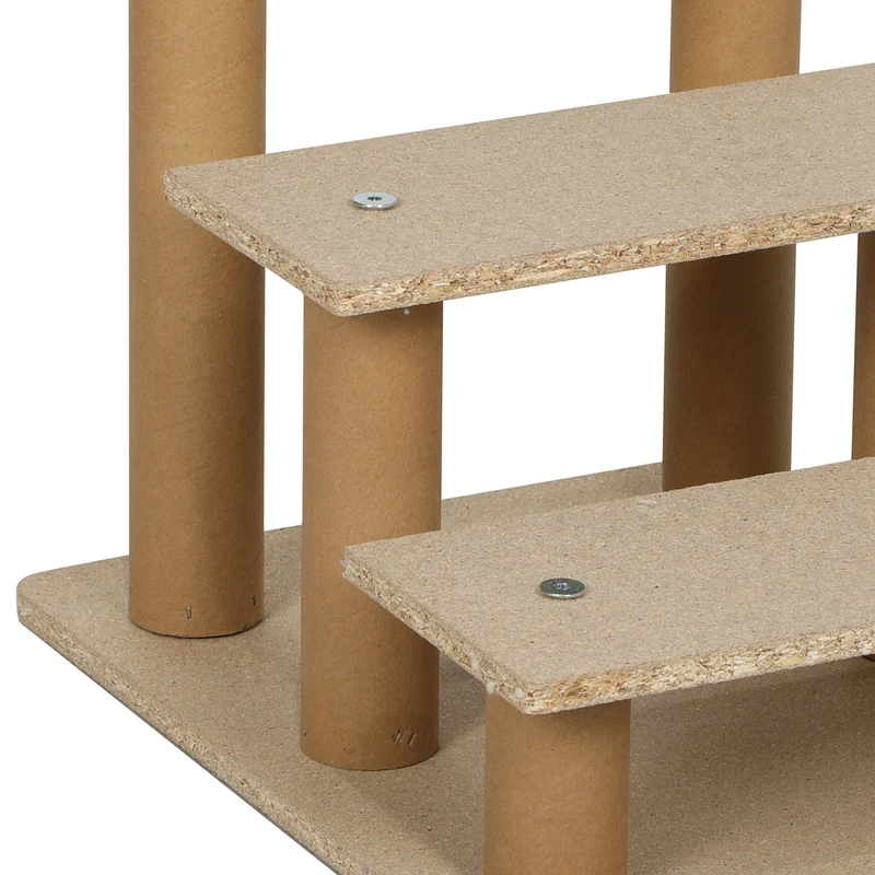 Escalier pour animaux 3 marches canapé lit 46 x 35 x 35 cm antidérapant léger scandinave épuré stable en bois gris clair 21_0007408