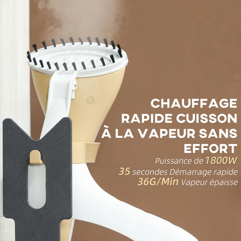 Défroisseur vapeur vertical maison 32 x 32 x 32 cm chauffe rapide 35 s vapeur continue 50 min moderne épuré en PP blanc 21_0005956
