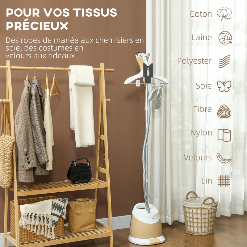 Défroisseur vapeur vertical maison 32 x 32 x 32 cm chauffe rapide 35 s vapeur continue 50 min moderne épuré en PP blanc 21_0005956