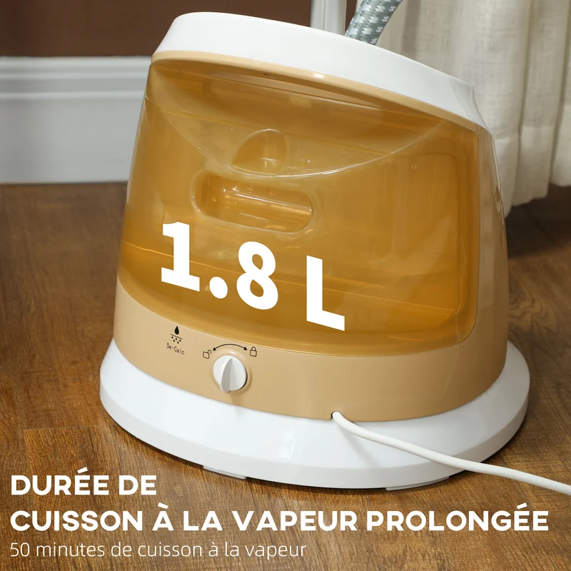 Défroisseur vapeur vertical maison 32 x 32 x 32 cm chauffe rapide 35 s vapeur continue 50 min moderne épuré en PP blanc 21_0005956