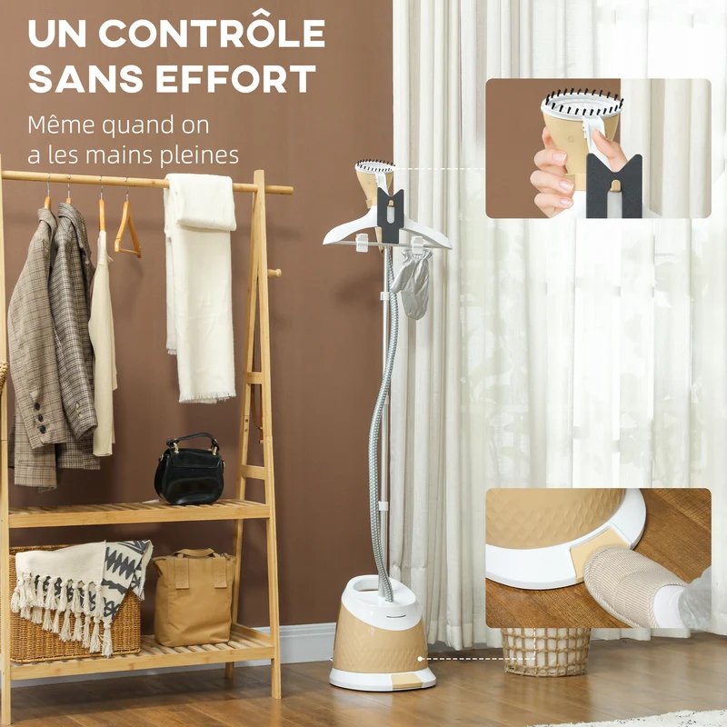 Défroisseur vapeur vertical maison 32 x 32 x 32 cm chauffe rapide 35 s vapeur continue 50 min moderne épuré en PP blanc 21_0005956