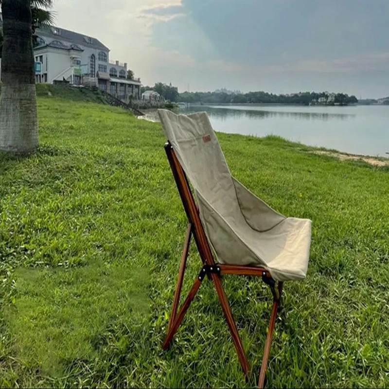 Modern Minimalist Rectangular Oxford Aluminum Folding Chair Backrest Armless For Outdoor