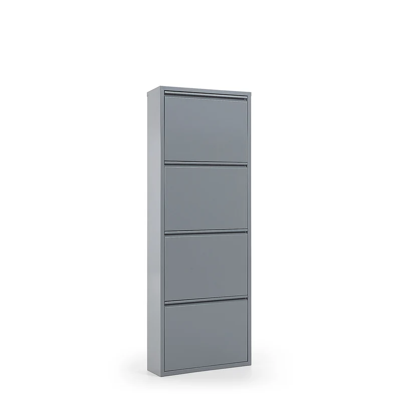 Shoe rack Ode 50 x 136 cm 4 doors metal grey
