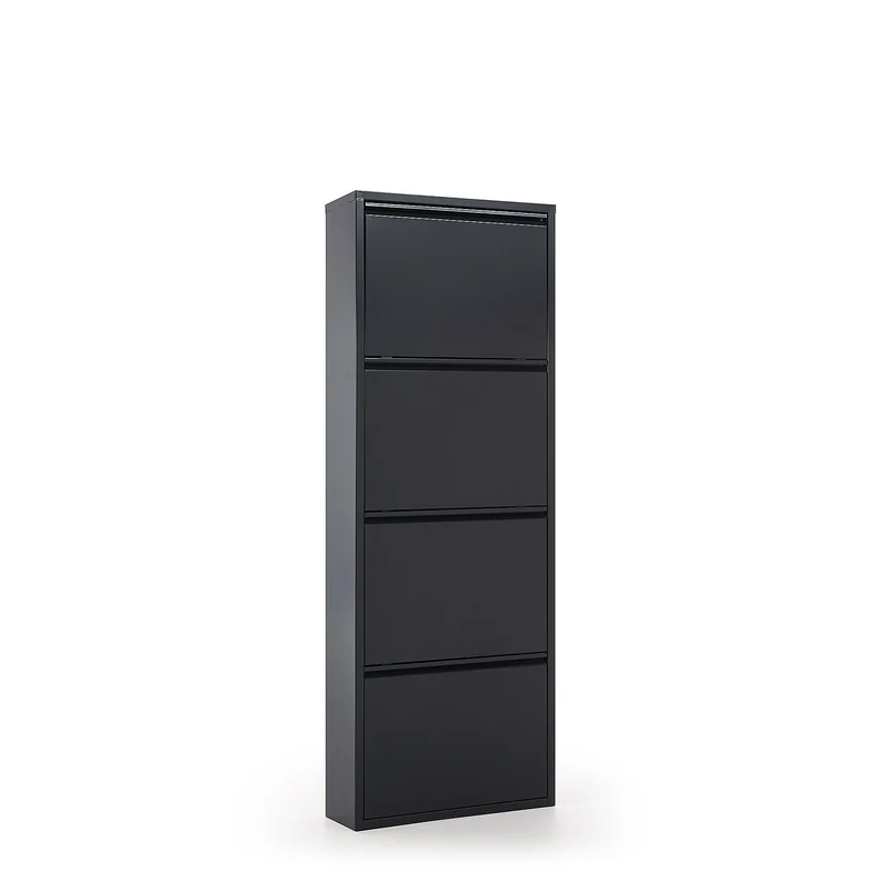 Ode shoe rack with 4 doors in dark grey, 50 x 136 cm