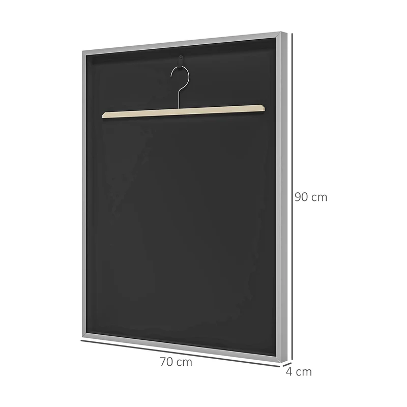 Cadre vitrine mural pour maillot 70 x 90 x 4 cm protection anti-uv crochet intérieur design moderne en aluminium argent 21_0006965
