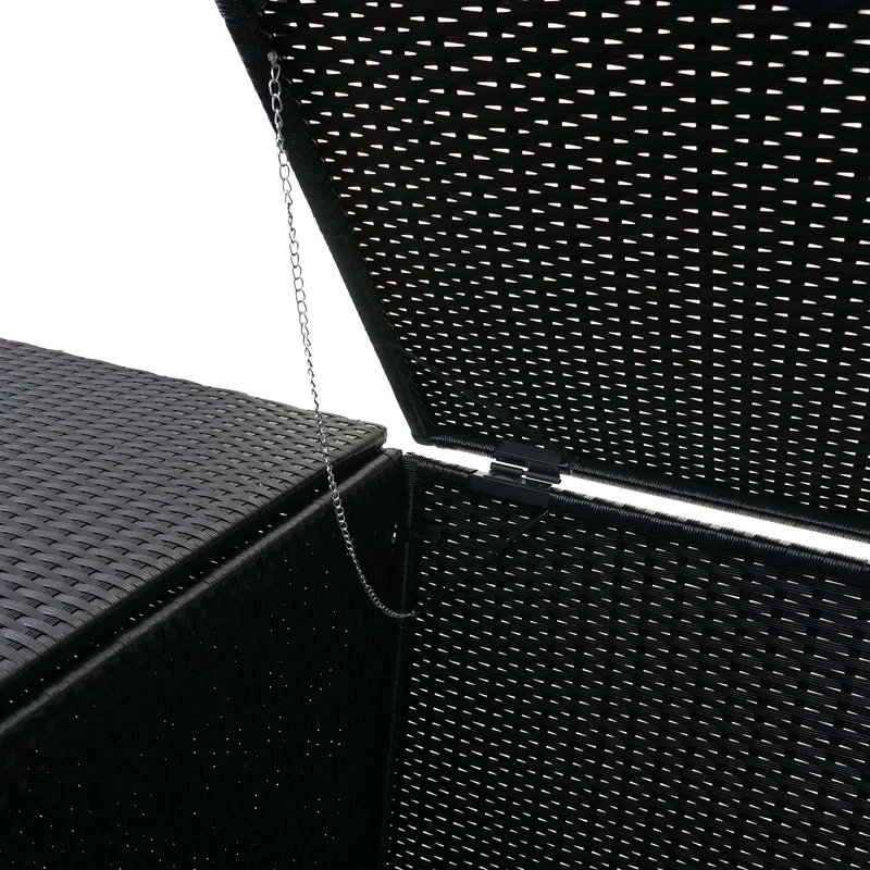 Abri de poubelles extérieur conteneurs à ordures avec couvercle jusqu'à 2 bacs en polyrotin 2x120l noir 04_0001208